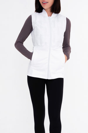 Hybrid Jersey Vest - Quilted Detailing - White