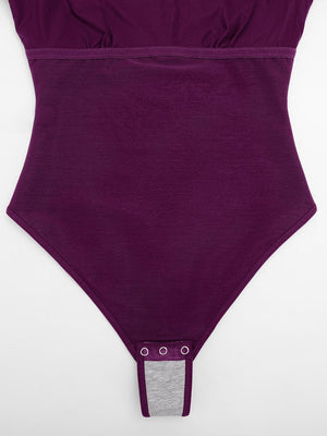 Sparkly Off-Shoulder Sculpting Bodysuit - Shapewear - Purple