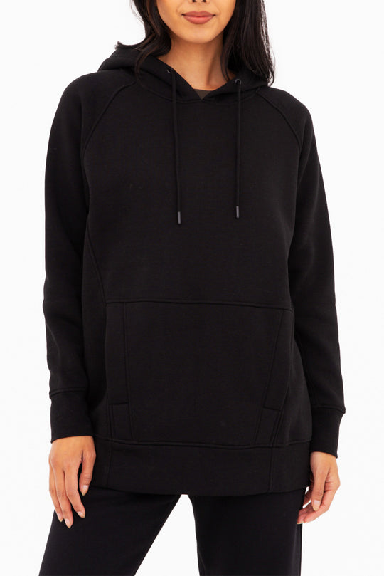 Oversized Pullover Hoodie - Cotton Fleece - Black
