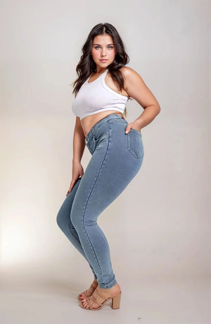 N.O.W.® Denim - High Rise Full Length - Medium Rinse + Yellow Stitching