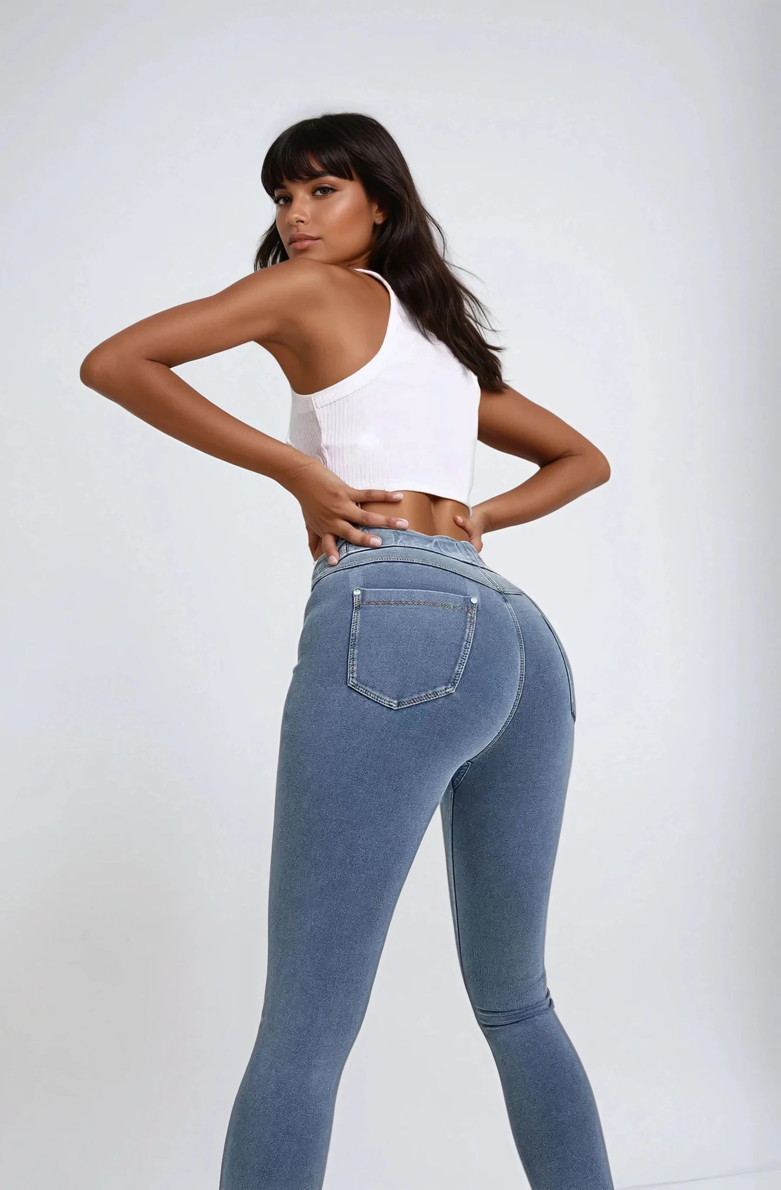 N.O.W.® Denim - High Rise Full Length - Medium Rinse + Yellow Stitching