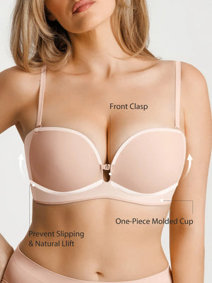 Seamless Non-Slip Push-Up Shaping Strapless Bra - Nude