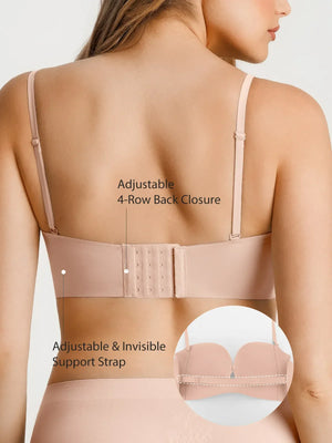 Seamless Non-Slip Push-Up Shaping Strapless Bra - Nude