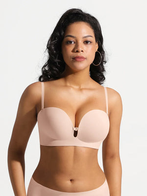 Seamless Non-Slip Push-Up Shaping Strapless Bra - Nude