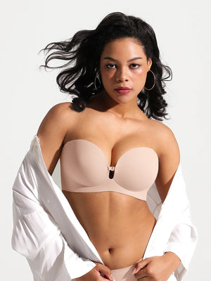 Seamless Non-Slip Push-Up Shaping Strapless Bra - Nude