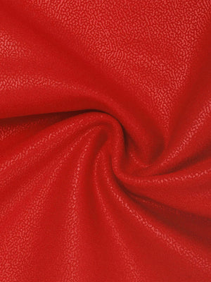 Built-In Shapewear Faux Leather Mock Neck Zip Midi Dress - Red