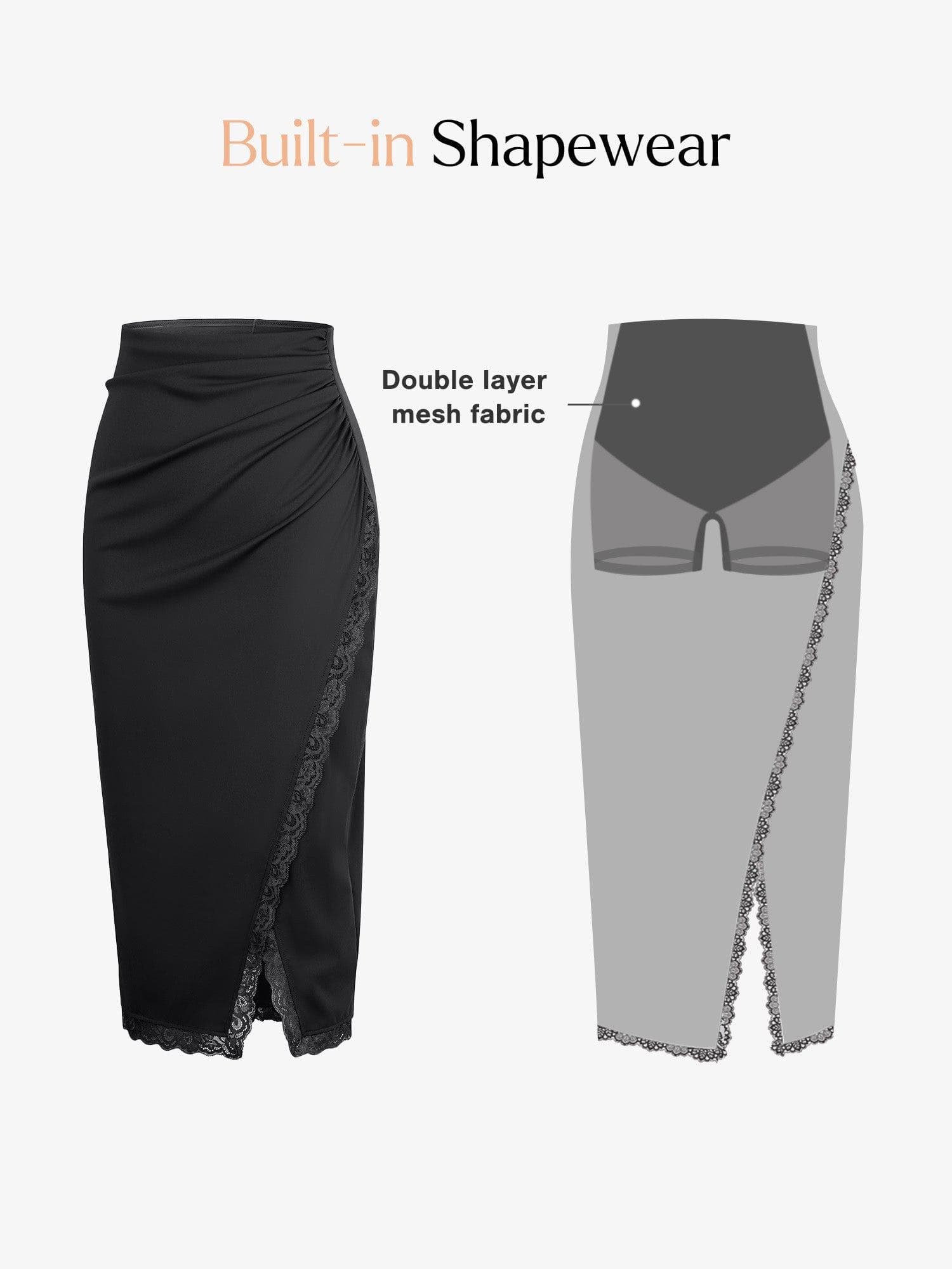 Sculpting Lace Midi Skirt - Black