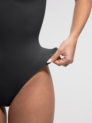 V-Neck Sleeveless Bodysuit - Seamless Shapewear - Black
