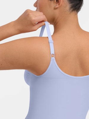Seamless Plunge Zip Bodysuit with Interior Clips - Shapewear - Sky