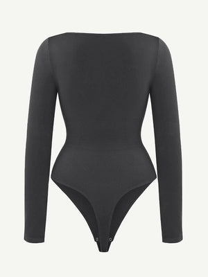 Square Neck Longsleeve Bodysuit - Shapewear - Black