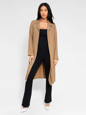 Seamless Square Neck Flared Jumpsuit - Black