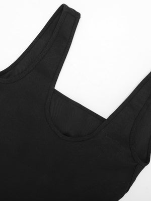 Seamless Square Neck Flared Jumpsuit - Black