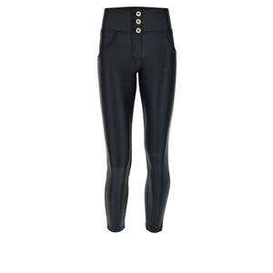 WR.UP® Eco Faux Leather Mid Waist - Ankle Length 3 Button - Black