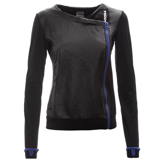FREDDY BLACK ACTIVE ASYMMETRICAL ZIP SWEAT - Black/Royal