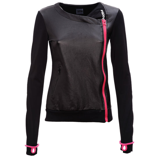 Freddy Active Asymmetrical Zip Sweat - Black/Pink