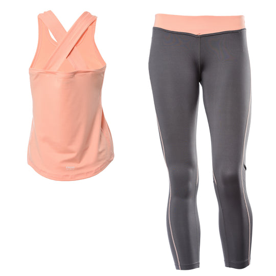 D.I.W.O.® Sport Set - Pant + Criss Cross Tank - Peach/Grey