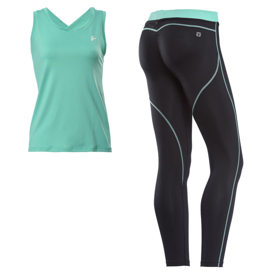 Freddy D.I.W.O.® Contrast Sport Pant + Criss Cross Tank Set - Mint/Blk
