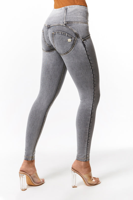 WR.UP® Denim - High Rise Full Length 4 Button - Grey Rinse + Yellow Stitching