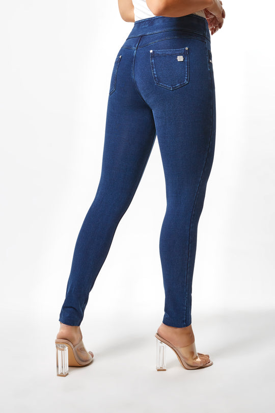 N.O.W.® YOGA Denim - High Rise Full Length Folding Waistband - Dark Rinse