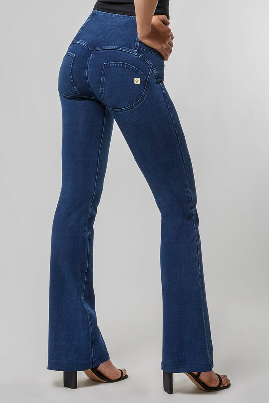 WR.UP® Denim - High Rise 3 Button Flare - Dark Rinse