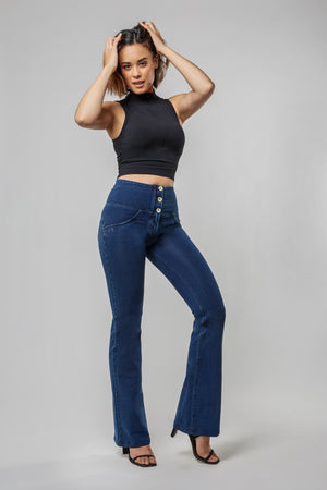 Buy Lyush Girls Blue Front Button Bell Bottom Jeans Online at Best