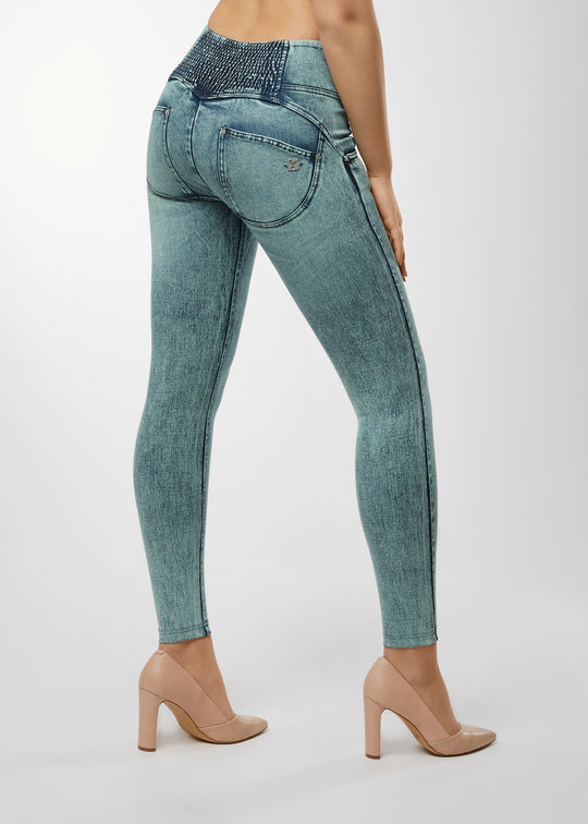 WR.UP® Snug Denim - Mid Rise 3 Button Full Length - Green Stonewash