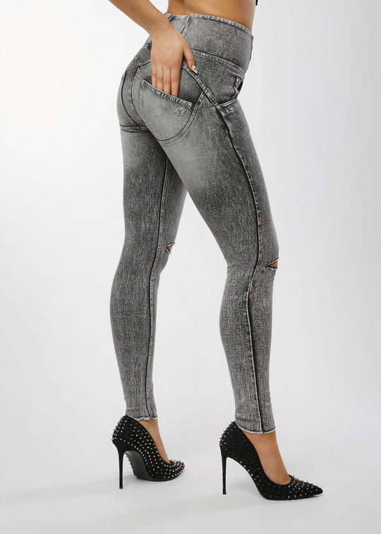WR.UP® Snug Distressed Denim - High Rise Full Length - Grey Stonewash