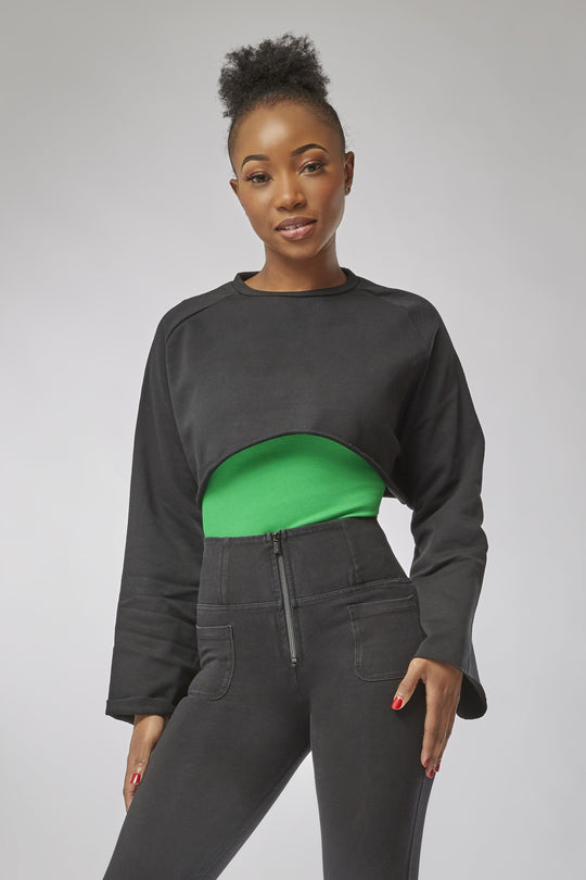 Crop - Fleece Sweat - Black