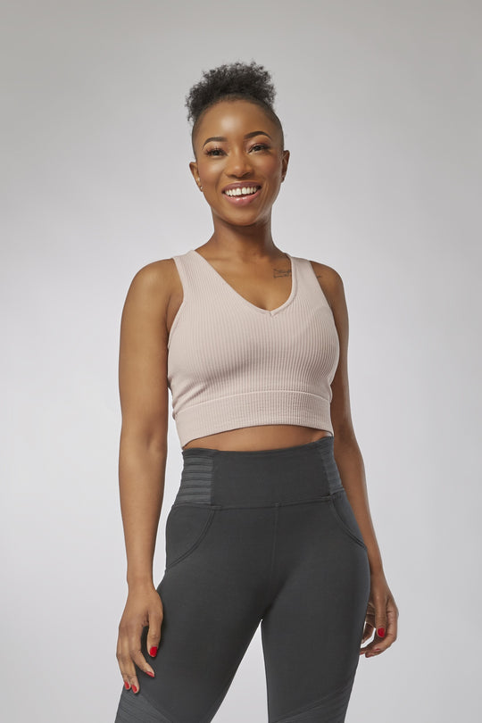 Rib Tank - Knit Seamless Top - Champagne
