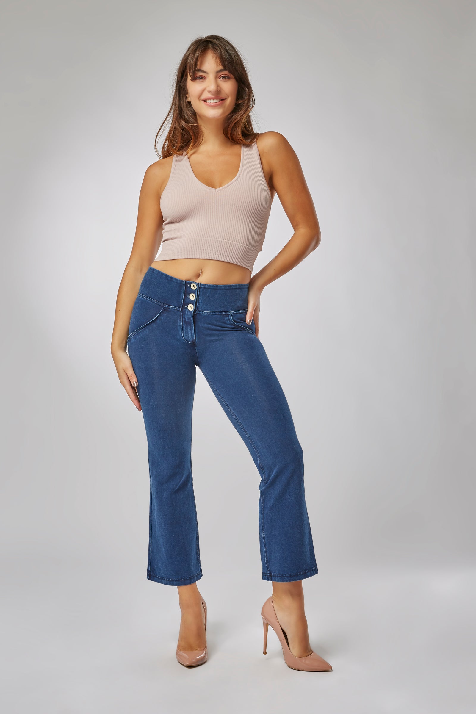 WR.UP® Denim - Mid Rise Crop Flare - Dark Rinse