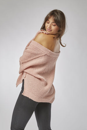 Sweater Knit - Oversized Long Sleeve - Light Pink