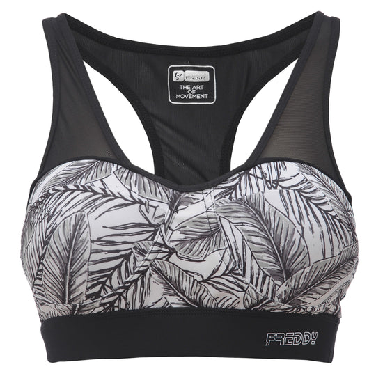 Freddy Dual Fabric Sports Bra - Black/White