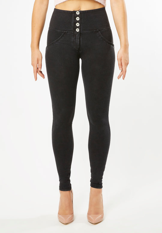WR.UP® Denim - High Rise Full Length 4 Button - Black Rinse