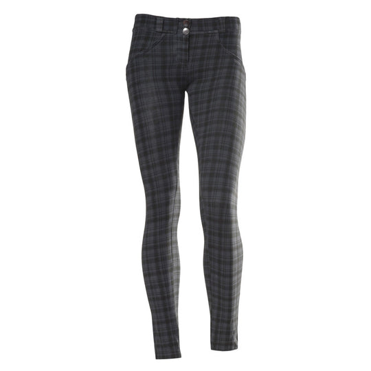 WR.UP  SHAPING EFFECT TARTAN CHECK 7/8 ZIP SKINNY-Black