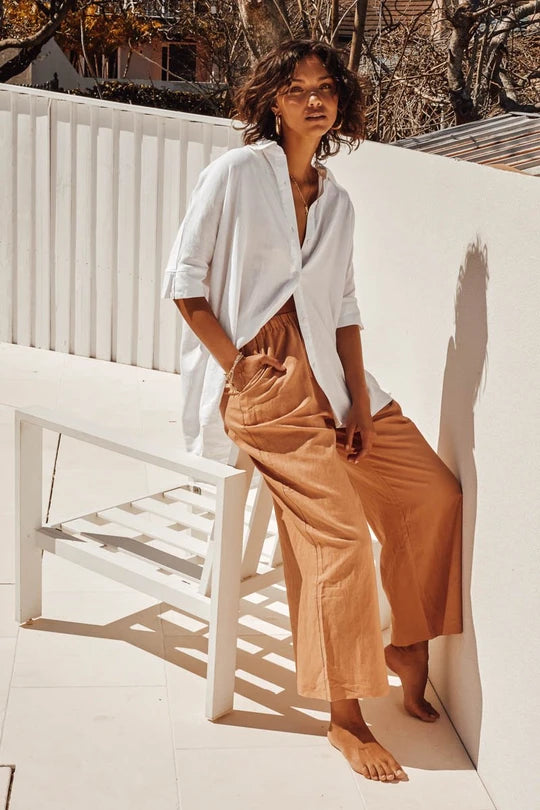 Bella Pant - Straight Leg Drawstring - Terracotta