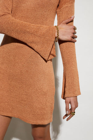 Amber Knit Mini Dress - Bell Sleeves - Sienna