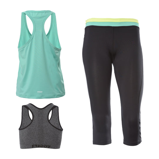 Freddy WRUP® Sport Capri + Top + Tank Set - Mint/Black