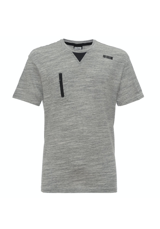 Mens Jersey T-Shirt - Zip Front Detail - Heather