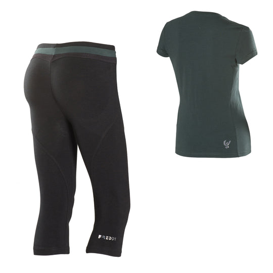 Freddy WR.UP® Sport Capri Pant + Tee Set - Black/Leaf