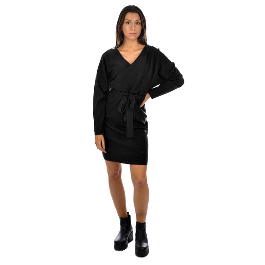 Sweater Dress - Dolman Sleeve - Black