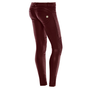 Freddy WR.UP® Motorcycle Coated Cotton Low Rise Skinny - Burgundy
