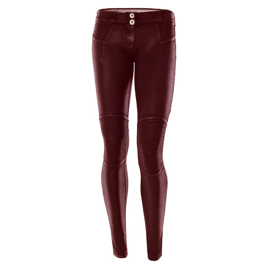 Freddy WR.UP® Motorcycle Coated Cotton Low Rise Skinny - Burgundy