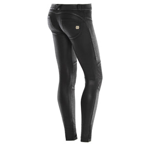 Freddy WR.UP® Motorcycle Coated Cotton Low Rise Skinny - Black