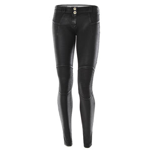 Freddy WR.UP® Motorcycle Coated Cotton Low Rise Skinny - Black