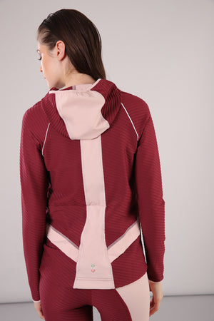Freddy Color Block Stretch Nylon Jacket - Burgundy Pink