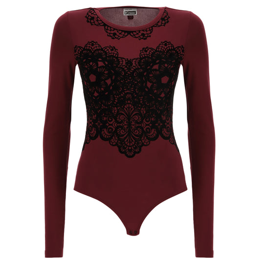 Freddy Front Detail Long Sleeve Body Suit - Bordeaux