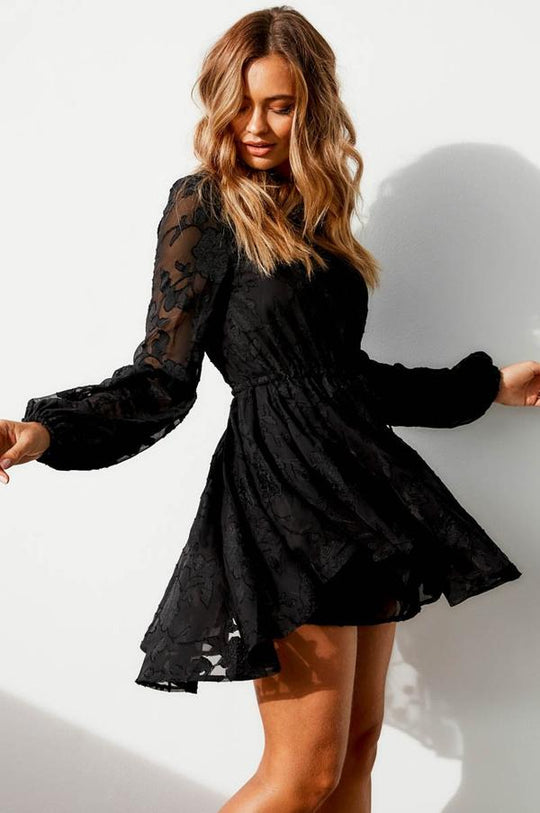 Fauna Dress - Embroidered Mini - Black