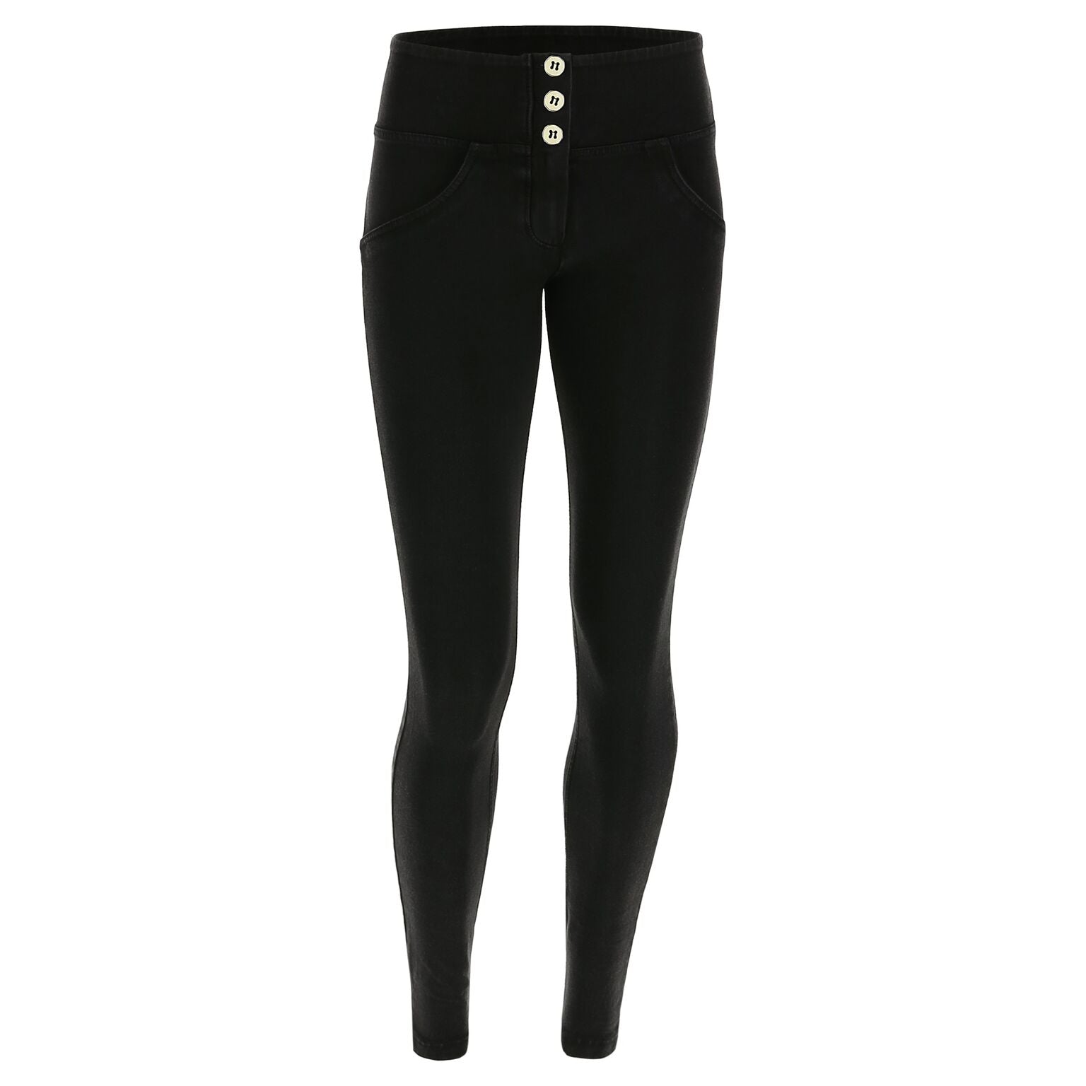 Freddy WR.UP® 3 Button Denim Mid Rise Super Skinny - Black Rinse