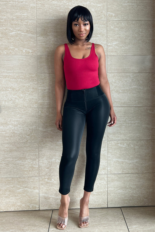 Racerback Bodysuit - Stretch Thick Knit - Red