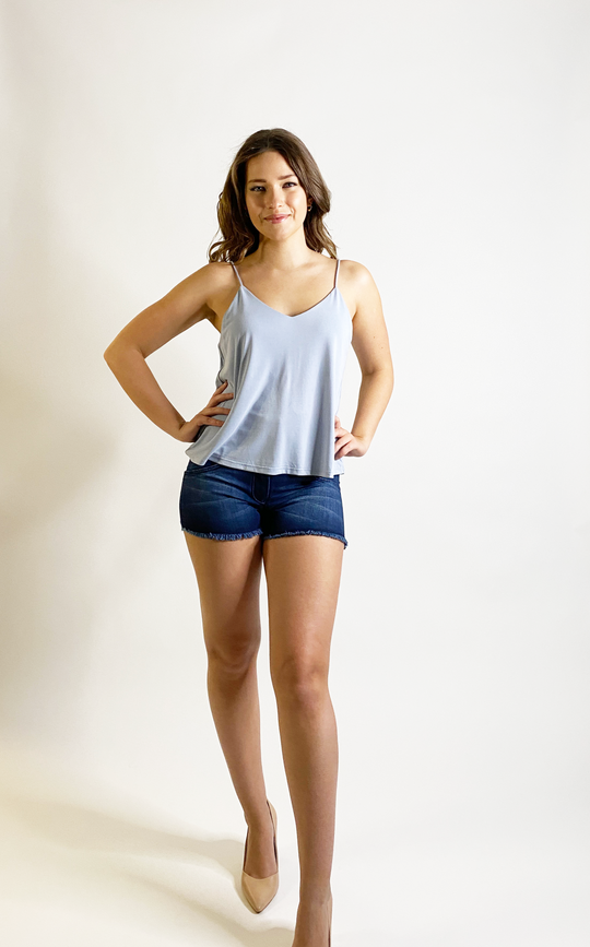 Airy Cami - V Neck + Back - Stone Blue